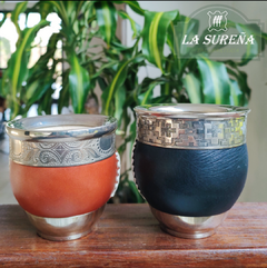 Mate imperial de calabaza doble alpaca y base - comprar online