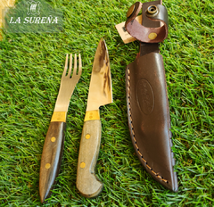 Juego de cubiertos de acero con vaina 12 cm