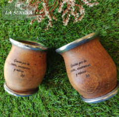 Mate copa de madera con borde acero inox chato - LA SUREÑA