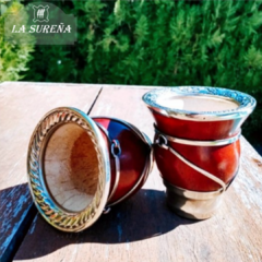 Mate calabaza con alpaca labrada y flejes