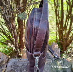 Bandolera morral cuero grande 30x28 cm en internet