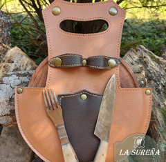 Juego de asado con cubiertos de madera y acero - tienda online