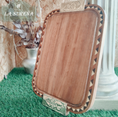 Tabla asado cuadrada madera con alpaca - comprar online