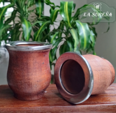 Mate madera algarrobo con virola chata acero inoxidable en internet