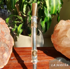 Bombilla alpaca con boquilla oro y dos rosas enchapado en internet