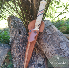 cuchillo rustico en tiento vaina cuero costura tiento 26 cm - LA SUREÑA