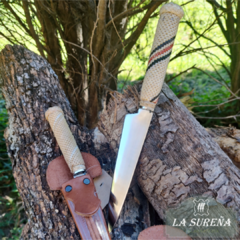 cuchillo rustico en tiento vaina cuero costura tiento 26 cm - comprar online