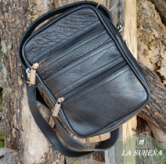 Bandolera morral cuero chica 25x18 cm