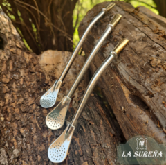 Bombilla alpaca lisa paleta con boquilla enchapado oro