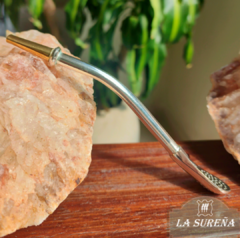 Bombilla alpaca lisa paleta con boquilla enchapado oro
