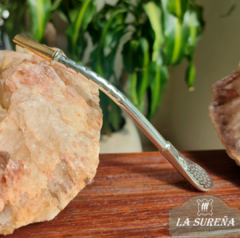 bombilla alpaca labrada paleta con boquilla enchapado oro - tienda online