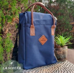porta termo mochila lona con manija y correa - LA SUREÑA