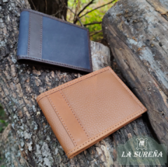 billetera hombre cuero triple solapa tarjetas