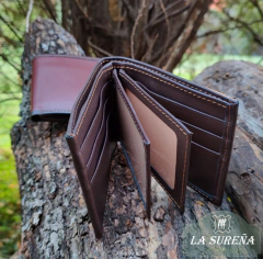 Billetera hombre doble volante de cuero tarjeteros