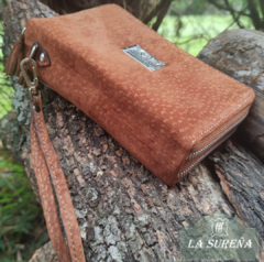 Billetera fichero Euro doble de cuero carpincho con cierre - tienda online