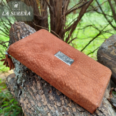 Billetera fichero simple de cuero carpincho con cierre