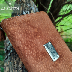 Billetera fichero simple de cuero carpincho con cierre - comprar online