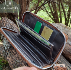 Billetera fichero simple de cuero carpincho con cierre - tienda online