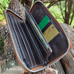 Imagen de Billetera fichero simple de cuero carpincho con cierre