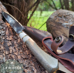 Cuchillo cabo madera y anillado ciervo y bronce 24 cm - comprar online