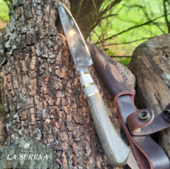 Cuchillo cabo madera y anillado ciervo y bronce 24 cm en internet