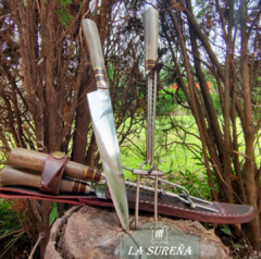 juego de asador pinza expulsora y cuchillo con vaina 27 cm