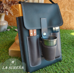 Juego de asado doble en simil con solapa y vasos - comprar online