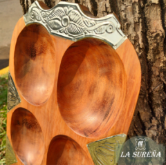 Tabla madera y alpaca, picada X6 divisiones en internet