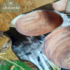 Bandeja tabla tipo batea de madera y asta - comprar online