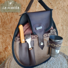 Juego de asado símil redondo con vaso y cubiertos madera - comprar online