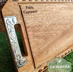 Tabla madera asado 45cm largo con alpaca en manija hueca en internet