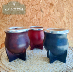 mate de madera algarrobo forrado cuero virola aluminio - comprar online