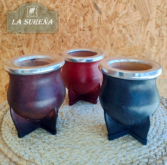 mate de madera algarrobo forrado cuero virola aluminio - tienda online