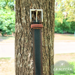 Cinto cuero doble color y costura - tienda online