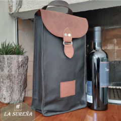 Porta vino de cuero doble con manija en internet