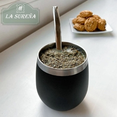 mate de acero inoxidable y vaso termico en uno