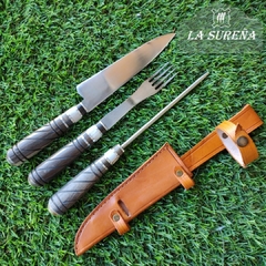 juego de cubiertos asador triple con chaira vaina - comprar online