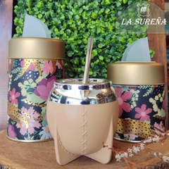 Juego de mate, bombilla con yerbero y azucarero - LA SUREÑA