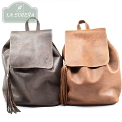 Mochila clasica de cuero con solapa - tienda online