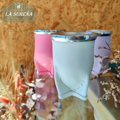 Mate madera forrado cuero color pastel