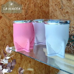 Mate madera forrado cuero color pastel en internet