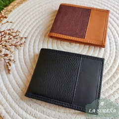 Billetera hombre cuero simple tarjetero doble interno - LA SUREÑA
