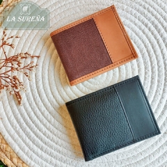 Billetera hombre cuero simple tarjetero doble interno