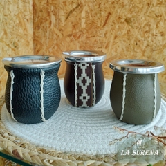 mate madera algarrobo forrado simil y aluminio