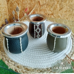 mate madera algarrobo forrado simil y aluminio - comprar online