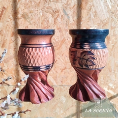 mate madera copa tallado raiz
