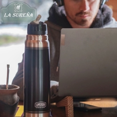 termo lumilagro black 1lts. acero inox