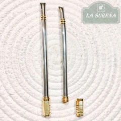 bombilla acero con detalle bronce rosca