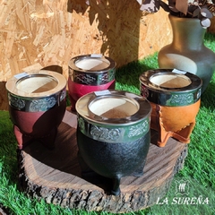 Mate imperial de calabaza con cuero y virola acero inoxidable