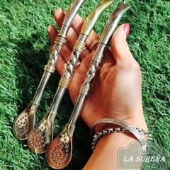 Bombillón macizo alpaca con bronce paleta